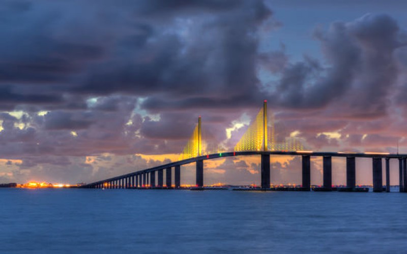 Tampa Skyway Bridge Sunset